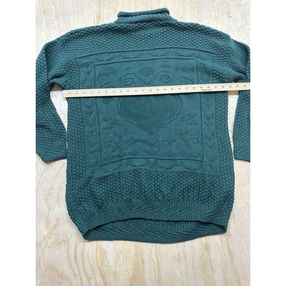 Casual Corner Dead Stock NWTs Green Cotton Sweater 80’s Green Heart Oversized S - Picture 6 of 6